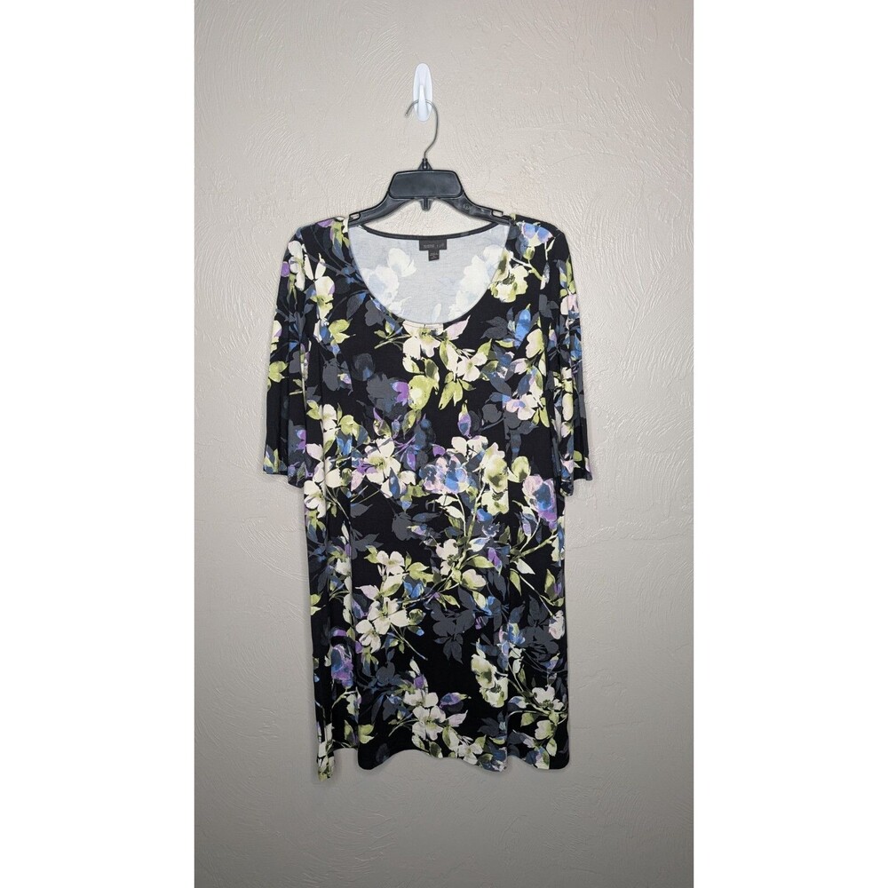 J. Jill Womens Petite Medium Floral Wearever Collection 1/2 Sleeve Shift Dress